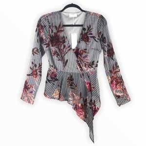 NWT Sage the Label Grey Asymmetrical Hem Blouse